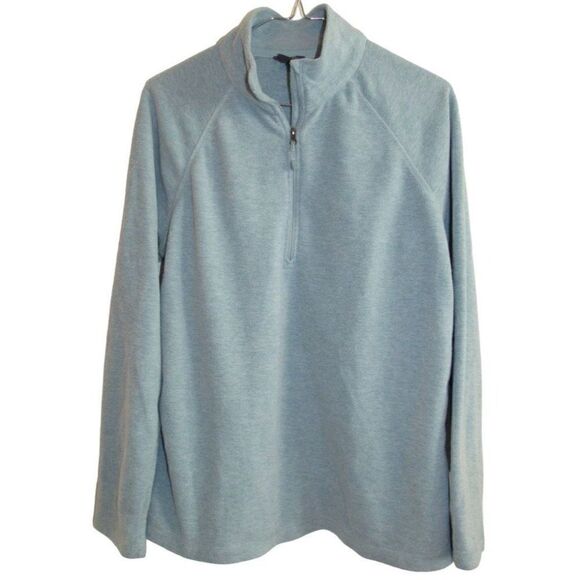 Eddie Bauer Aqua Blue 1/4 Zip Fleece Pullover Sz M - Picture 1 of 4